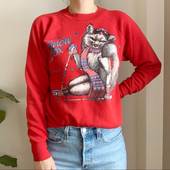 Vtg 80s Snow Fox Ski Aspen Sweatshirt M USA Made - Picture 4 of 11